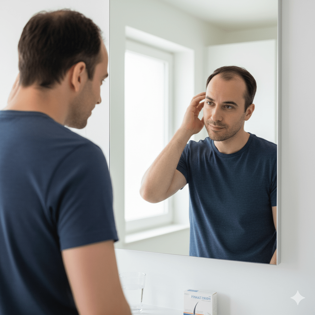 Man with early hair thinning considering Finasteride for Hair Loss treatment.