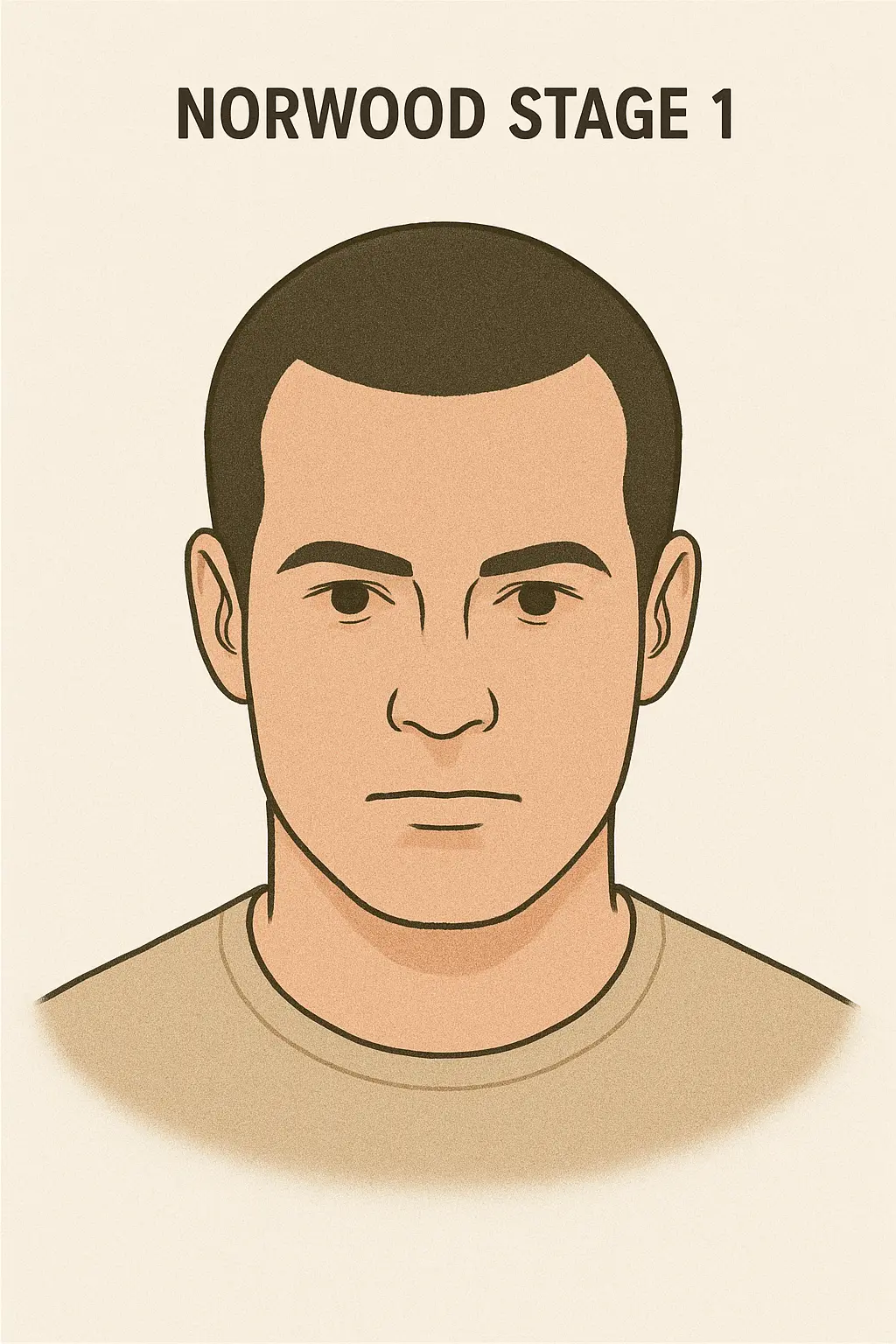 Norwood Stage 1 – no significant hair loss, full hairline