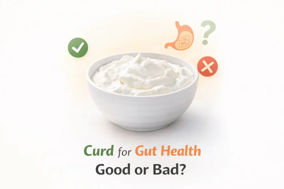 Bowl of fresh curd used to explain whether curd is good or bad for gut health
