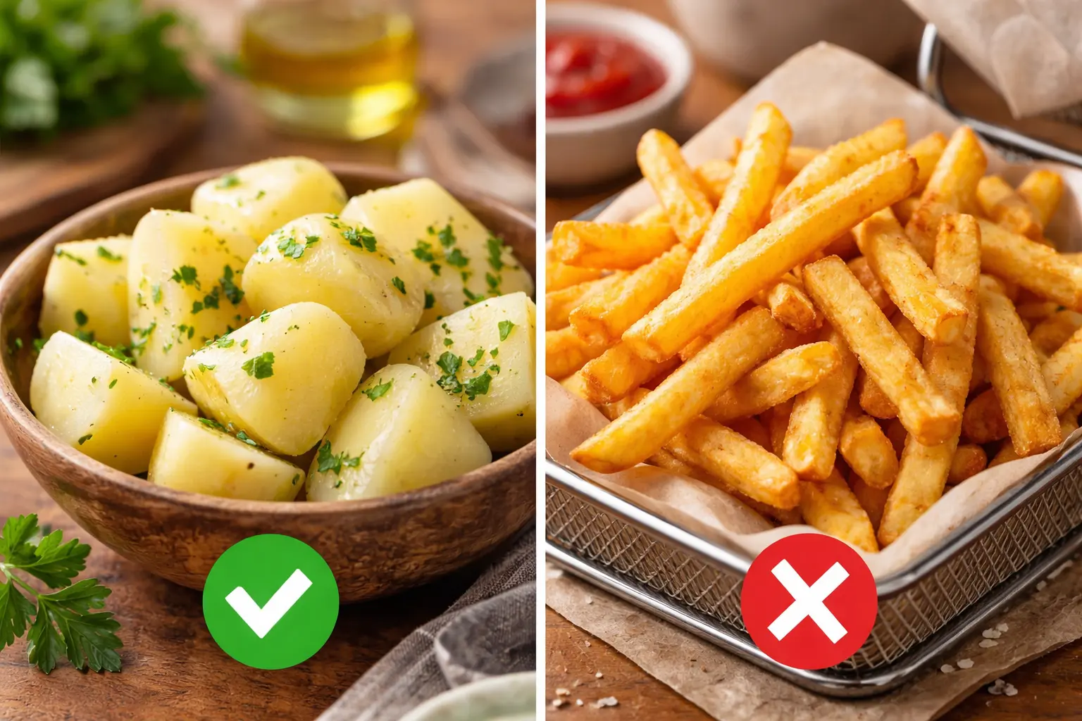 healthy vs fried potato comparison